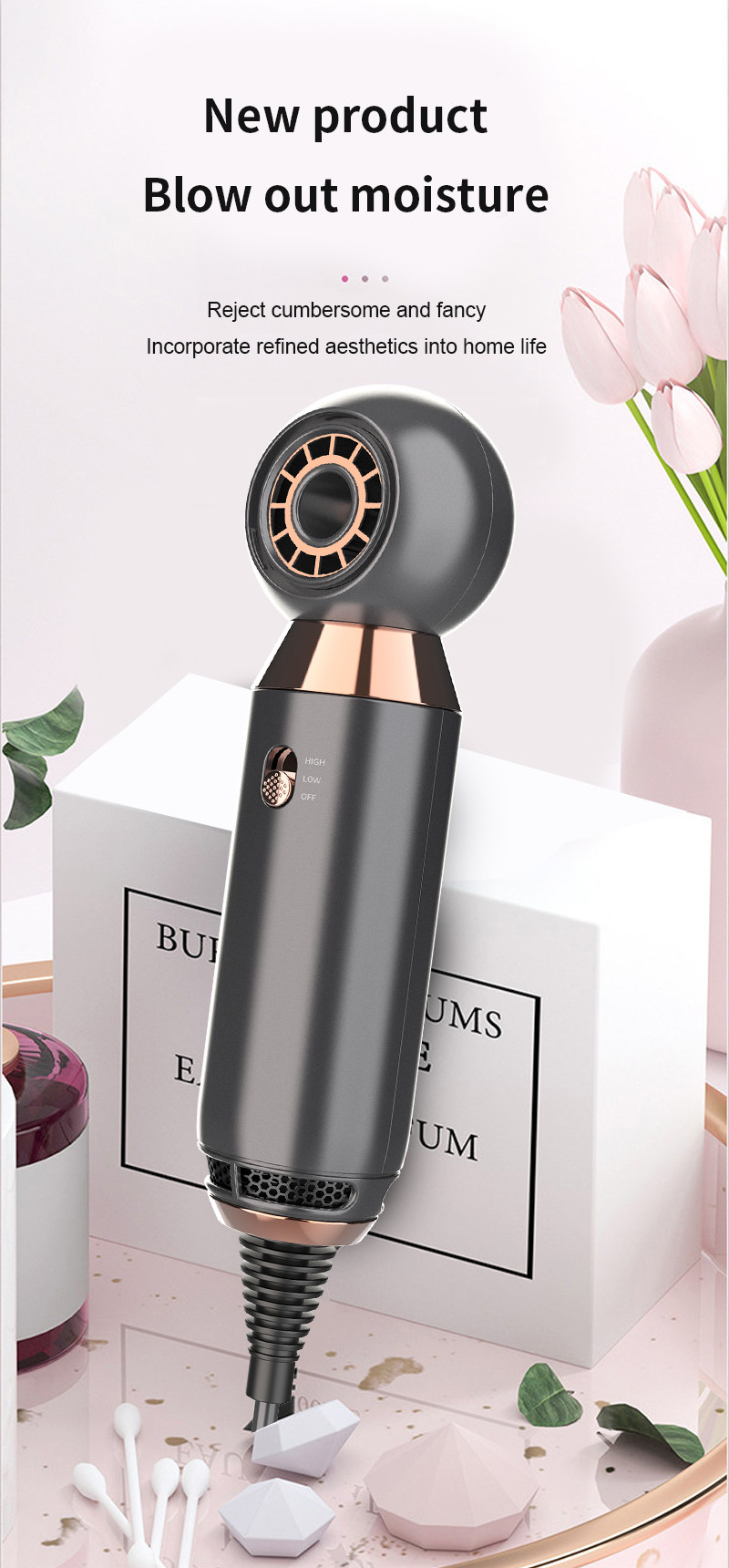 Professional Salon 20*5cm Portable Hair Blow Dryer For Camping