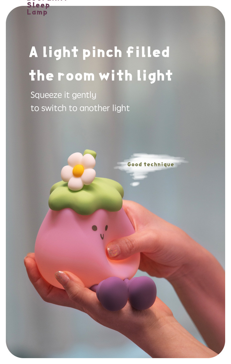 Vegetables Small Eggplant Silicone Lamps USB Rechargeable Bedroom Bedside Pat Night Lights For Gifts