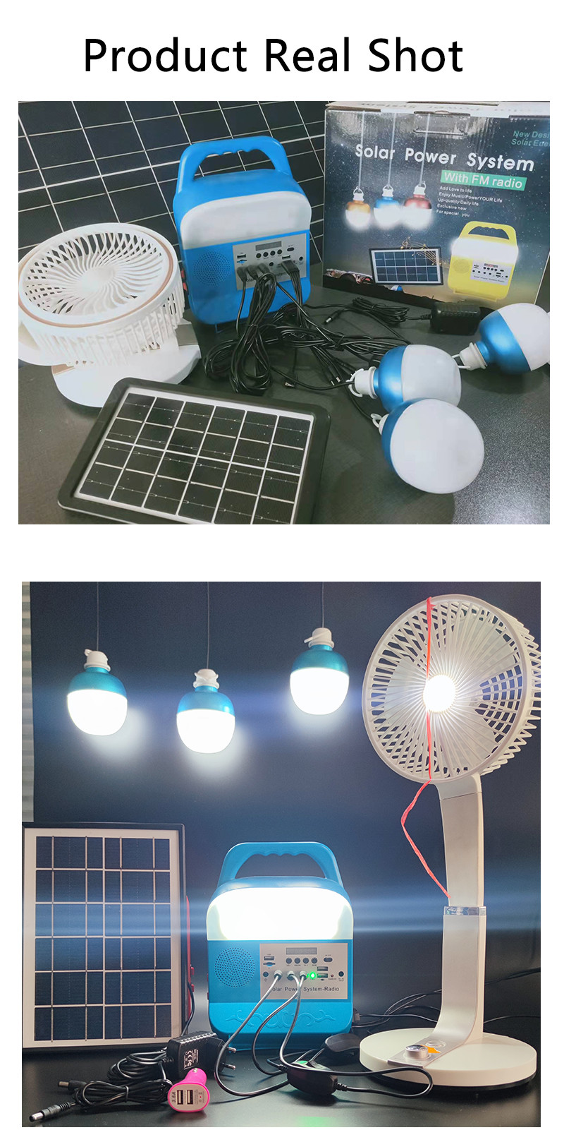 Mini Portable 3pcs Saving Solar Charged Lighting System 3W Energy Panel LED
