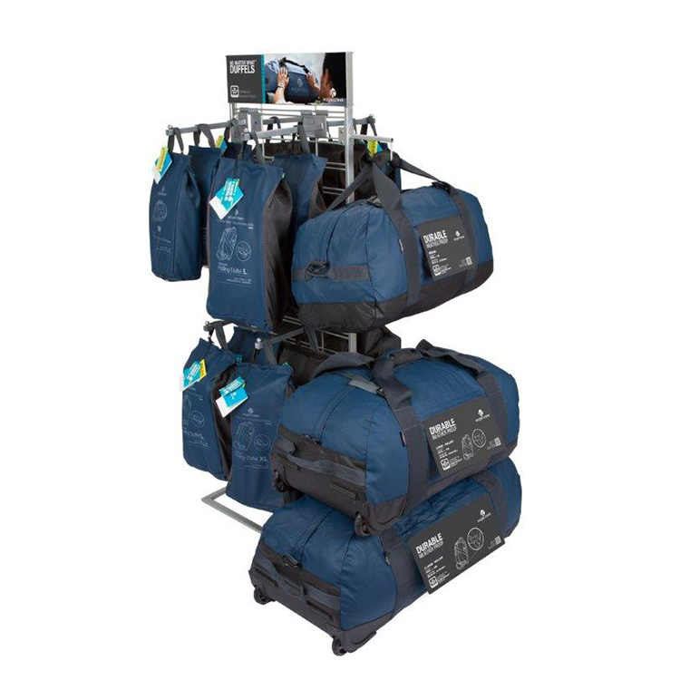 Metal Double Sided Wire Grid Display Racks Backpack Display Stand With Hooks