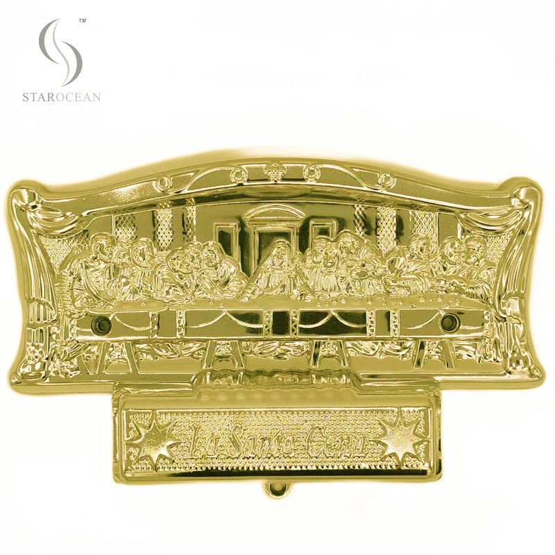 Angel Shape Coffin Corner Last Supper Lug Design Coffin Accessories Gold Plated 19#