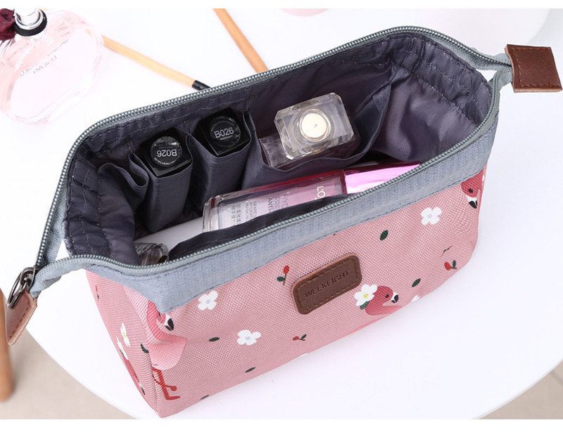 Hot Selling Multi-Function Pink Printed Korean Toiletry Wash Zipper Bag