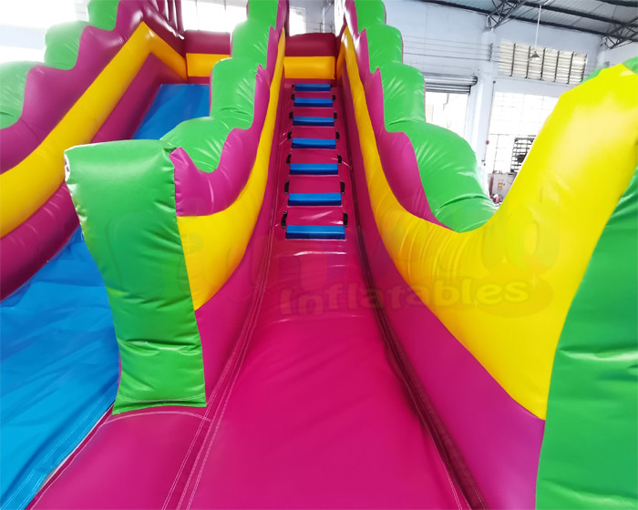 Multi Color Backyard Palm Tree Jumping Bouncer Water Slide