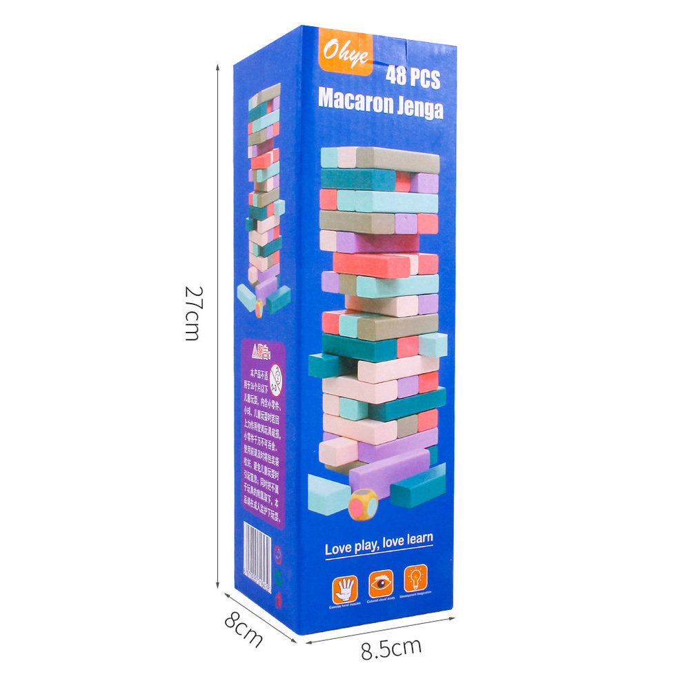 Balance 48pcs Colored Wooden Domino Blocks Stacked Rainbow Educational Toys