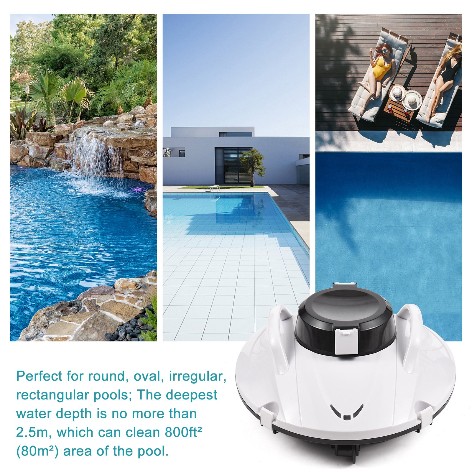 90 Mins Lasting 35W Cordless Vacuum Cleaner For Swimming Pool Robotic Pool Cleaner
