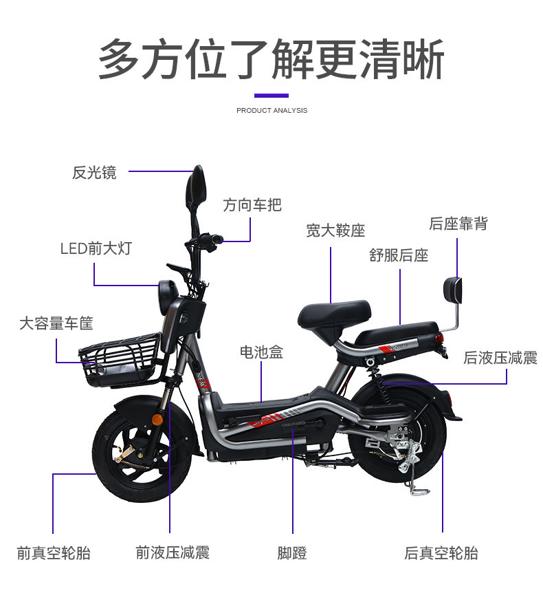ELECTRIC VEHICLE WITH REMOTE CONTROL KEY TWO-PERSON ELECTRIC BICYCLE NEW BATTERY CAR