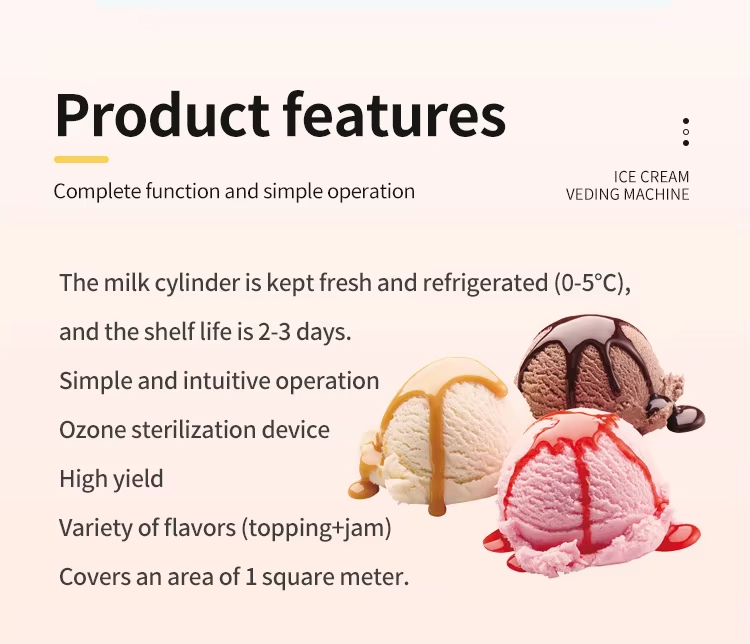 Automatic Soft Serve Ice Cream Vending Machine for 80-100g Cup Volume Commercial