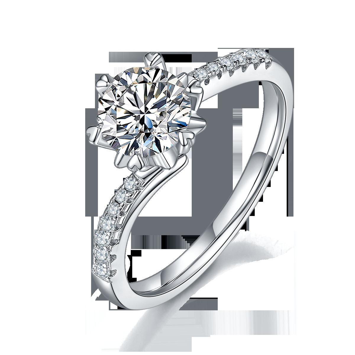 1.30CT White Moissanite And Sapphire Platineve Diamonds Jewelry Engagement Women Ring