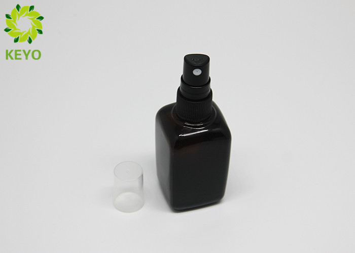 Empty Square Glass Toner Bottle With Pump , Amber Liquid Foundation Bottle