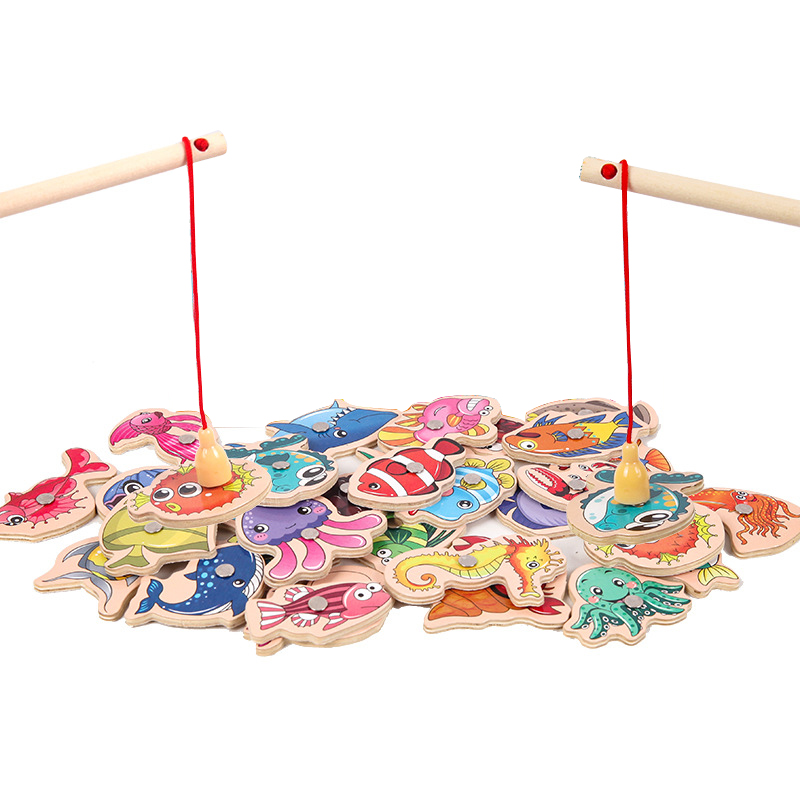 Fishing Game Wooden Alphanumeric Toys For Children Montessori Early Educational
