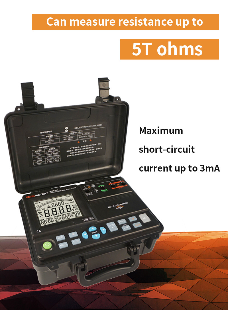 5Tohm Max High Voltage Digital Insulation Tester For Power Distribution System