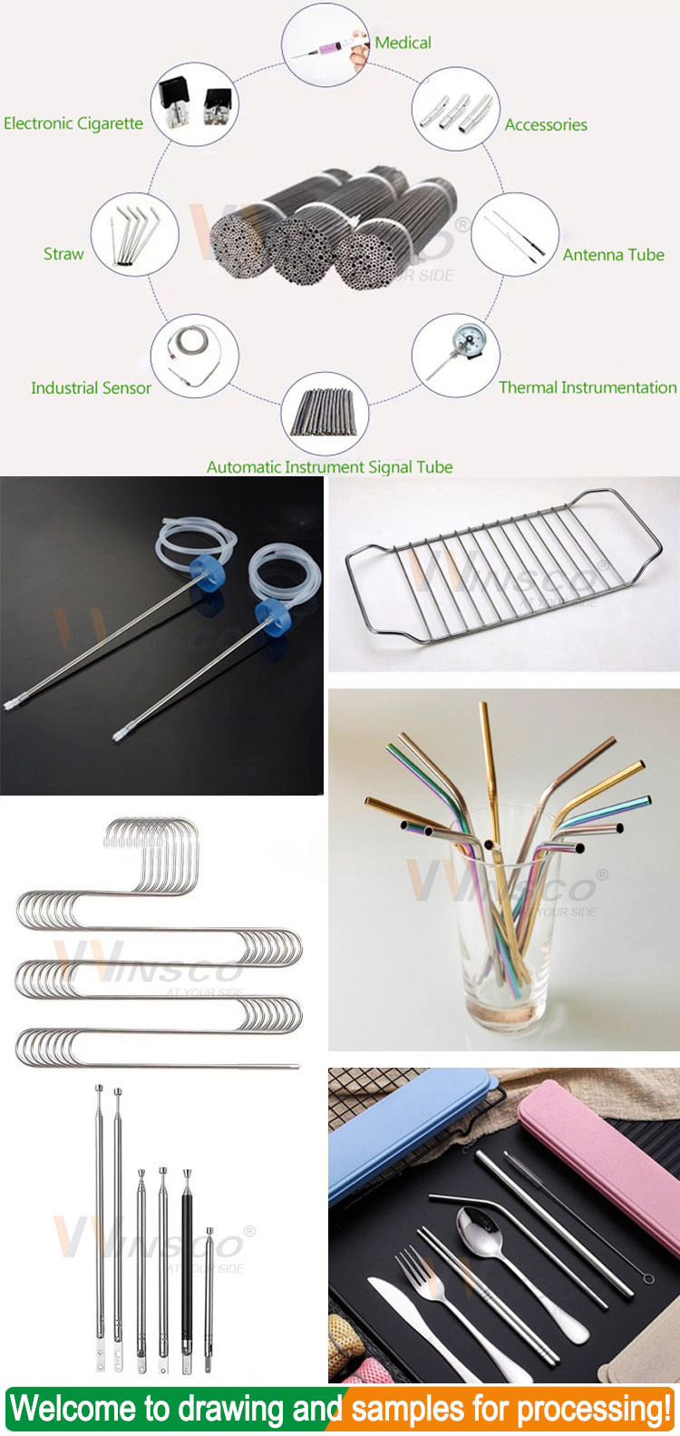 Aisi 201 304 316 Stainless Steel Capillary Tube Small Size Inox Round Square Welded Pipe Customized