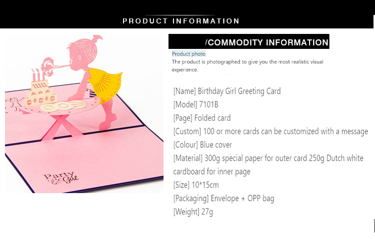 Craft Paper Customized 3d Pop Up Greeting Card 2mm Thickness