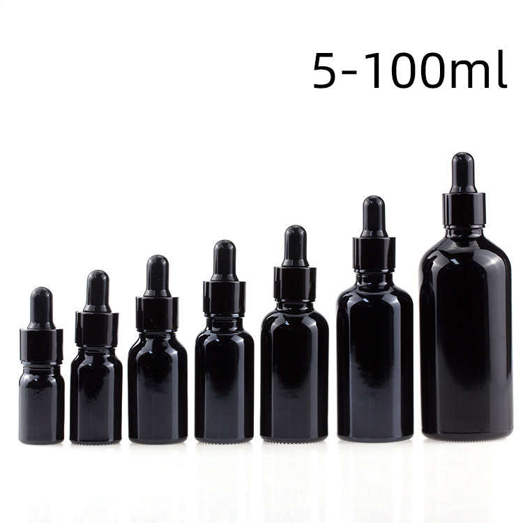 Ultralight Black Essential Oil Bottles , Reusable 15ml Black Dropper Bottle