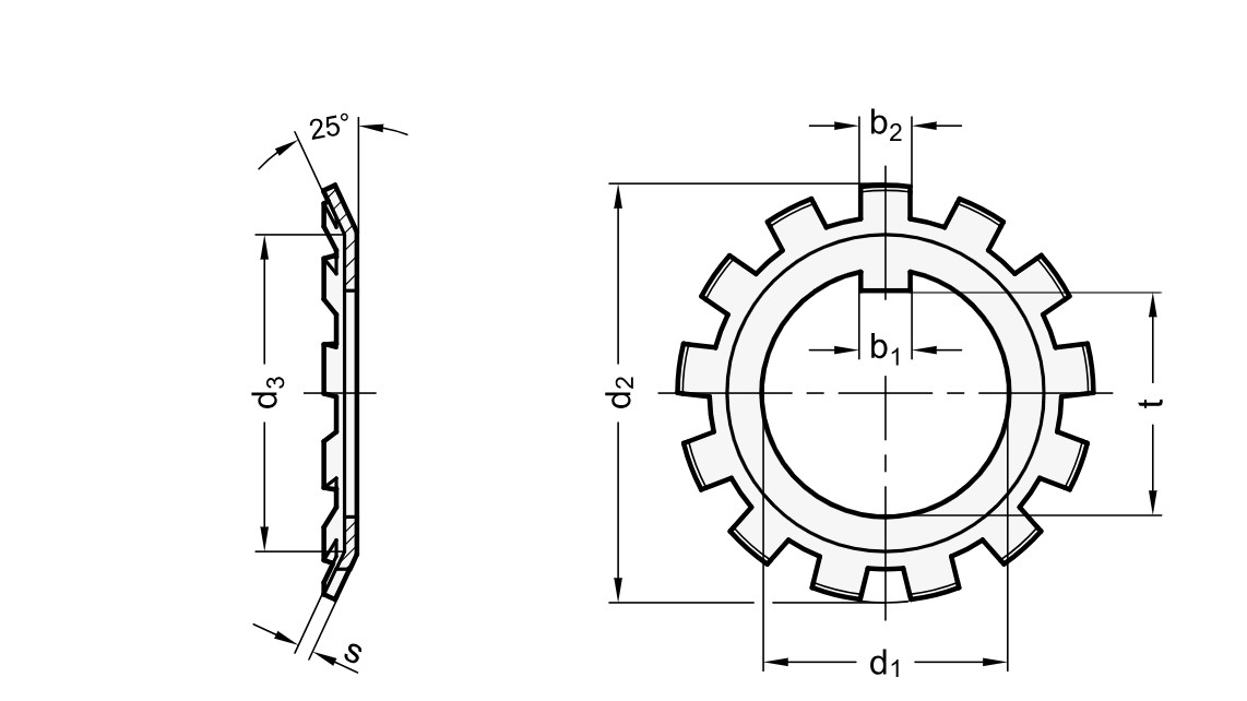 M8 Bearing Tab Washer With Locking Tab External Tooth 140mm 120mm