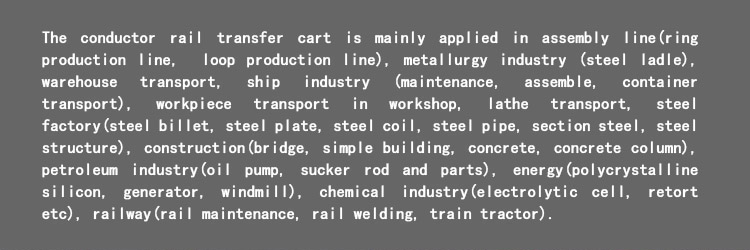 20 ton Steerable Electric Flat Rail Transfer Cart with Rail Guided Vehicle for plant material transport