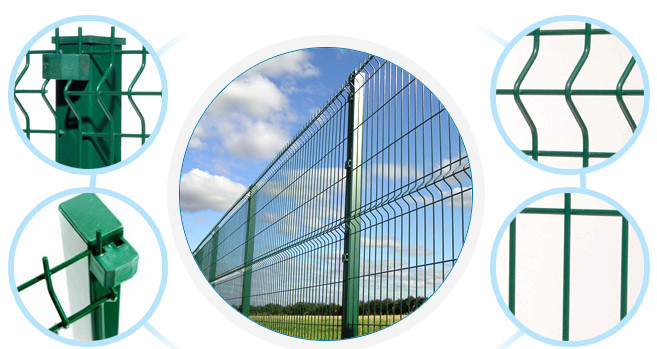 Anti Rust 1.8 M High Fence , CE Round Post Wire Mesh Security Fence