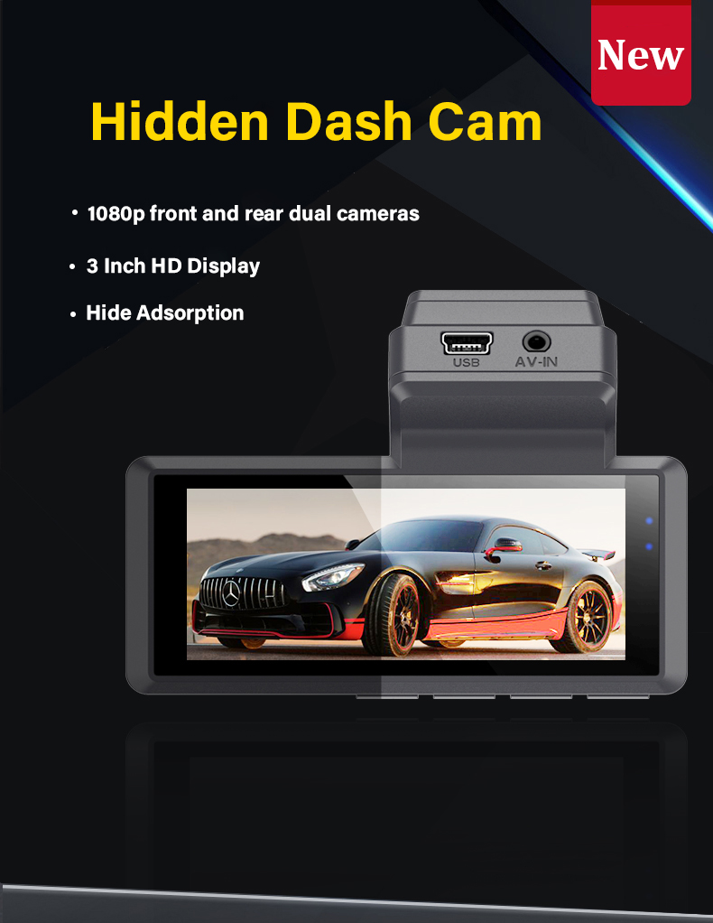 GPS 3 Inch 1080P 2k Front And Rear WiFi Dash Cam Mini Dashboard