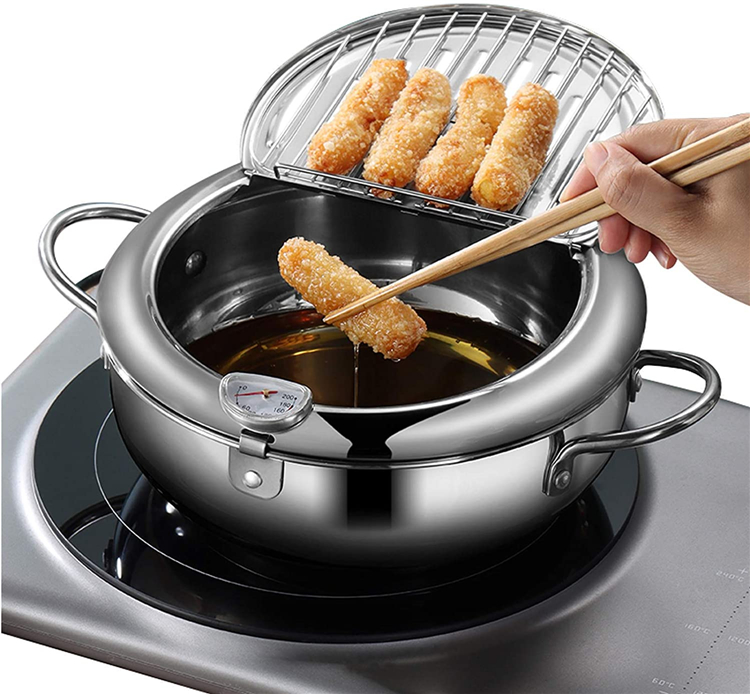 Custom Deep Frying Pots Restaurant Kitchen Fryer Pot Round Body Designed