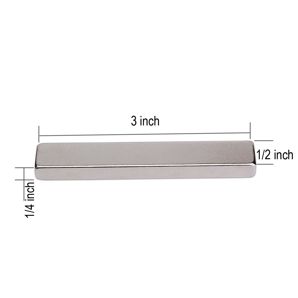 Kellin Neodymium Magnet Bar Grade N35 N38 N45 N52 3 x 1/2 x 1/4 Inch Permanent Magnet Bar for DIY, Crafts and Office