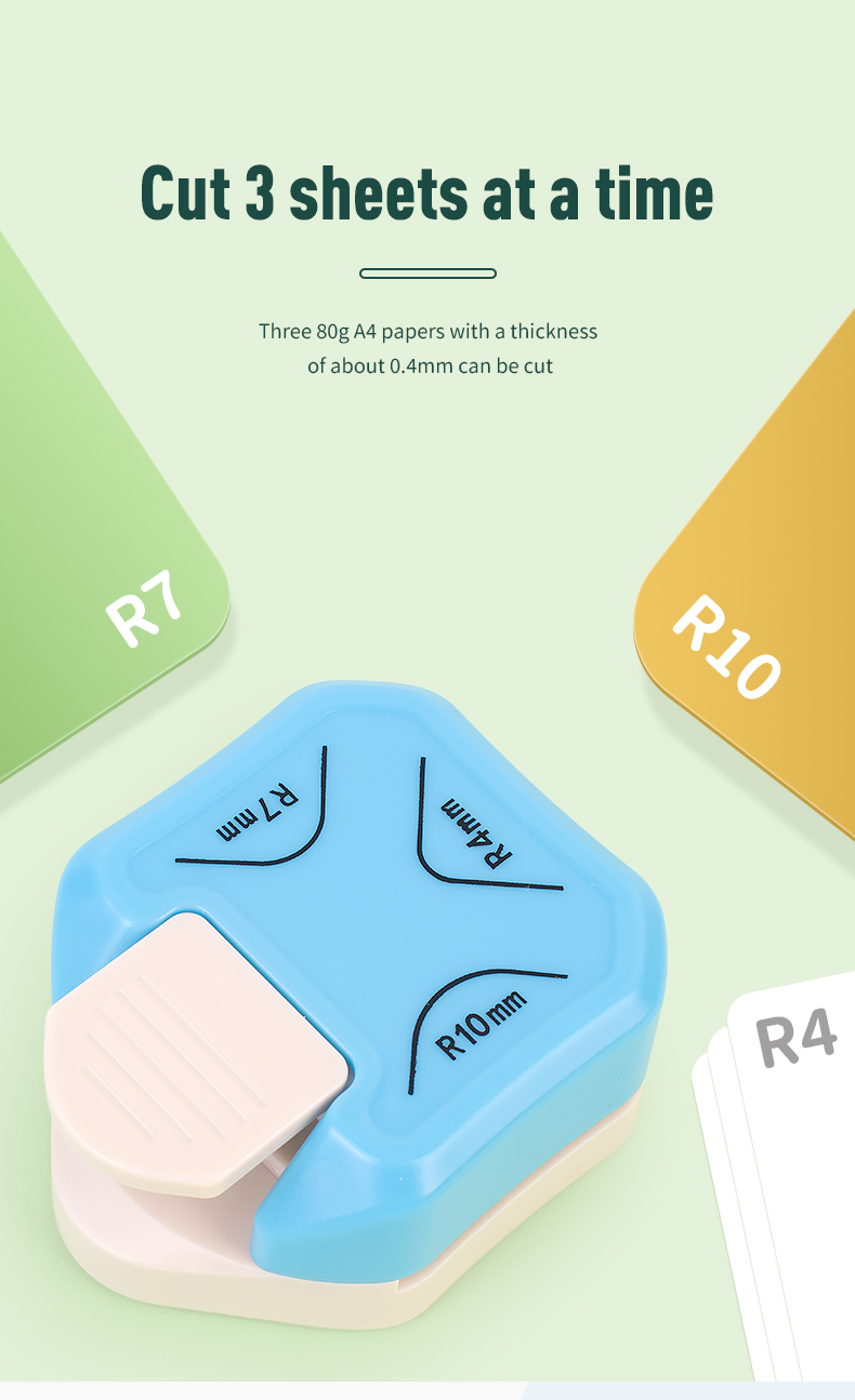 Customized Colorful Mini Paper Corner Hole Punch 3 in 1 for DIY Scrapbook Embellishments