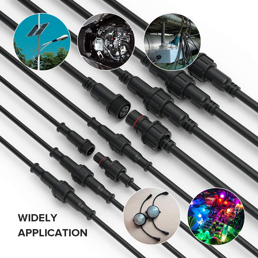 4pin 5pin 6pin Straight Male Plug Screw M8 Waterproof Connector 60cm IP65 IP66
