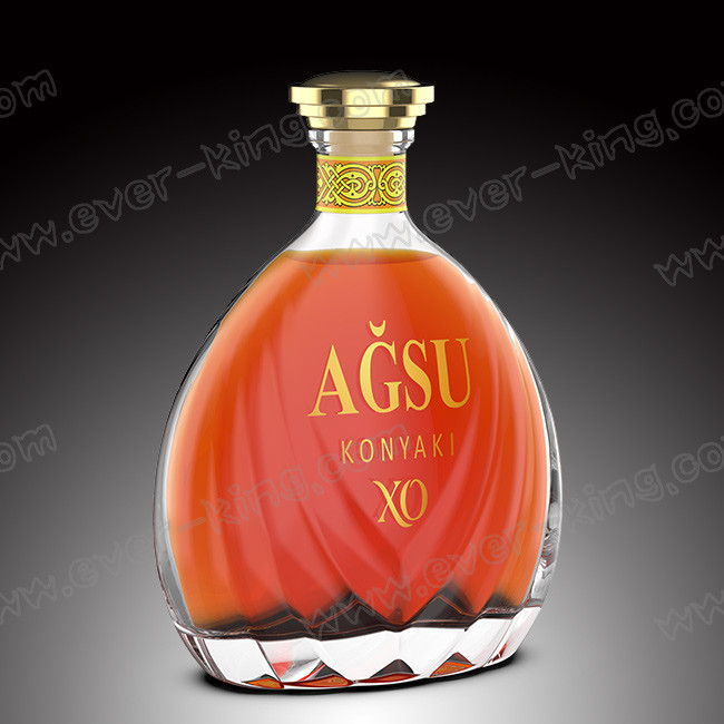 Liquor Wine Cognac Flat Flask Glass Bottle 750ml With Cork Stopper