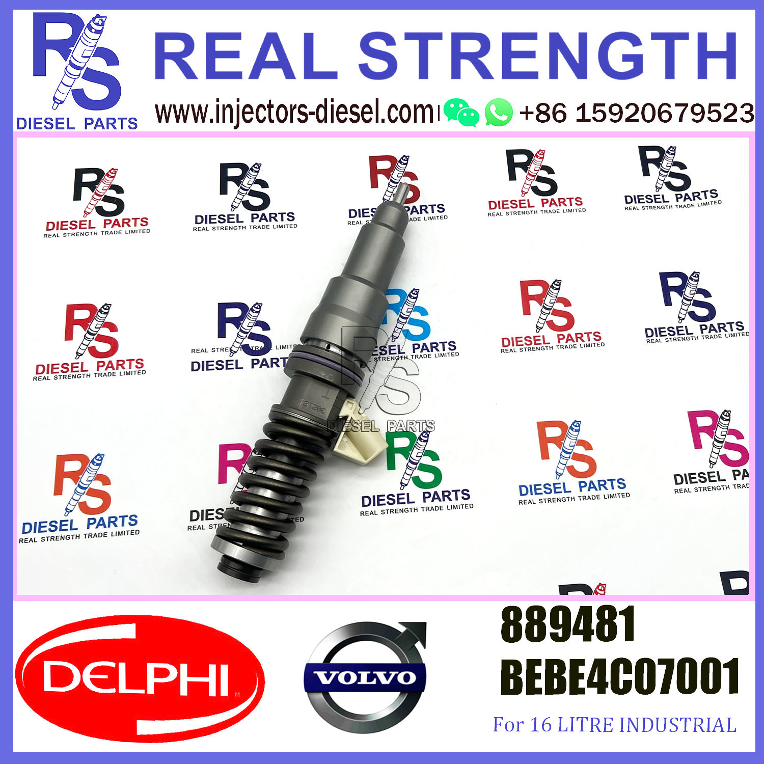 2 Pin DELPHI Fuel Injector 889481 BEBE4C07001 V-O-L-V E1 For 16 LITRE INDUSTRIAL