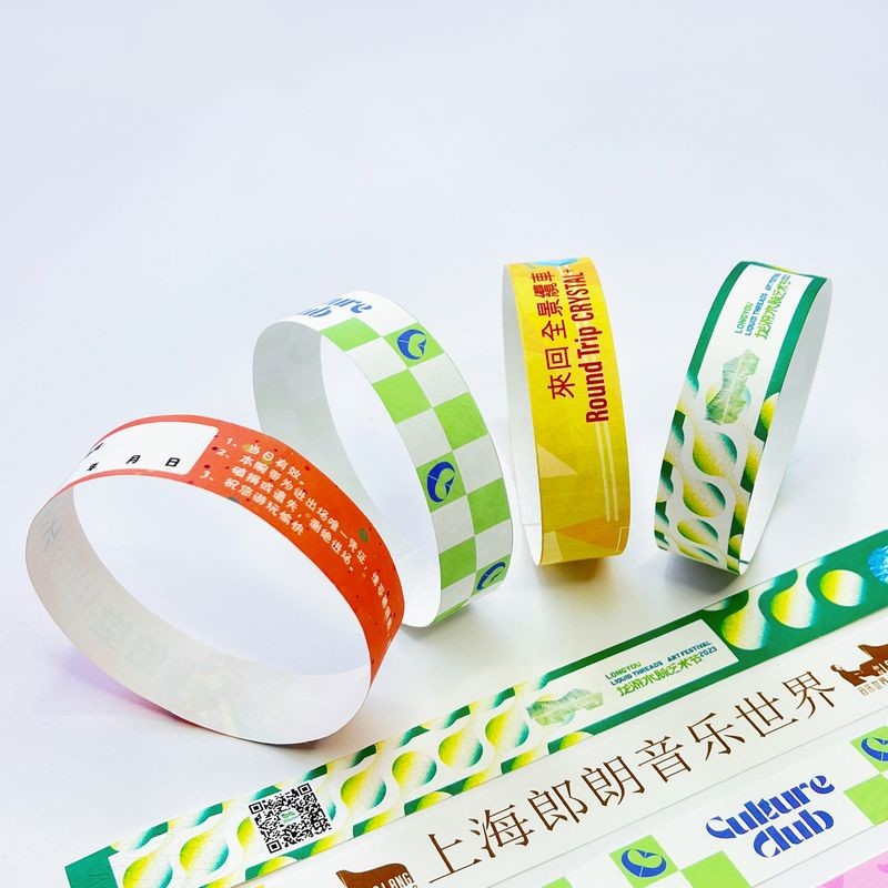 Custom Logo Printed Waterproof wristbands tyvek paper with Sequential Numbering Barcoding