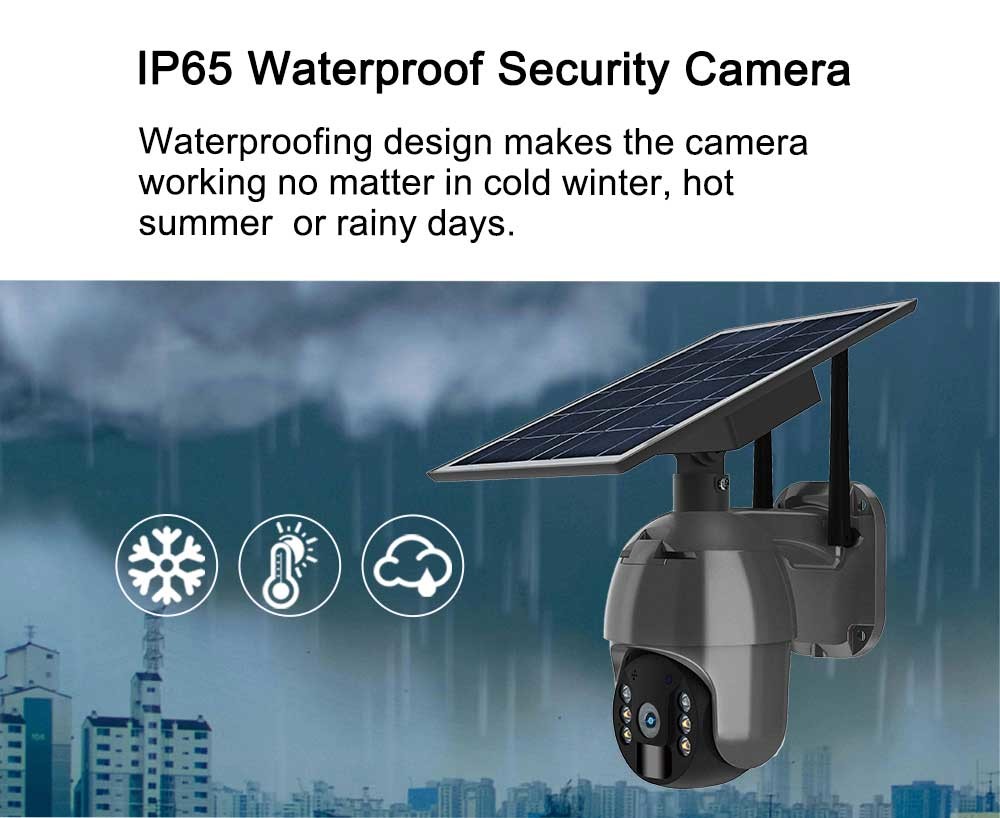 2K Solar Security Camera Outdoor WiFi Surveillance Spotlight 4MP Pan Tilt