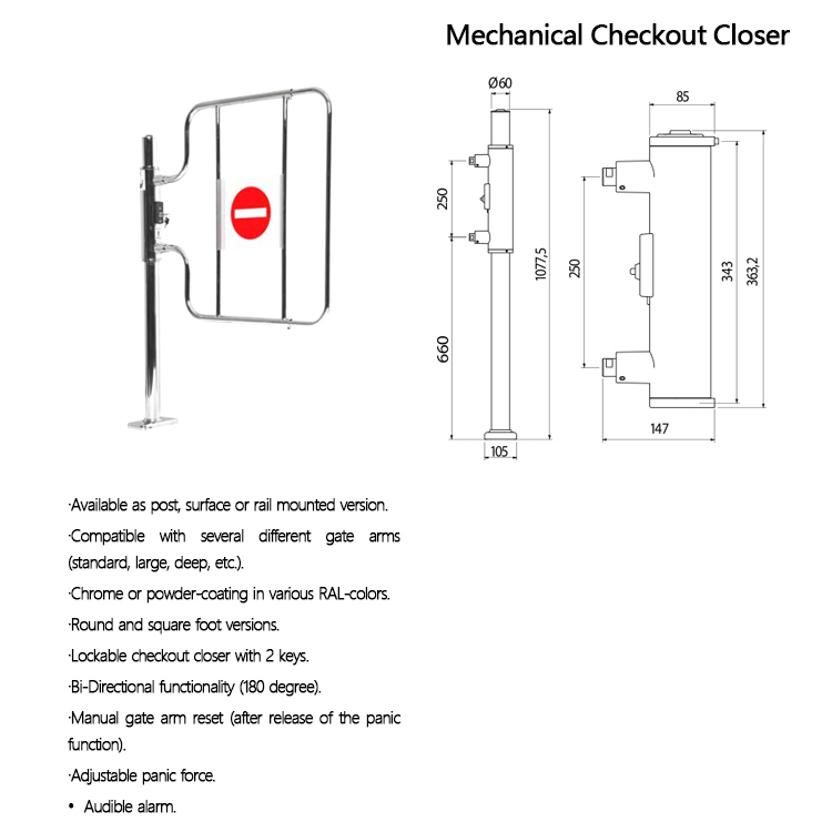Dual Mechanical Swing Gate Turnstile Supermarket Access Control Powder Coating