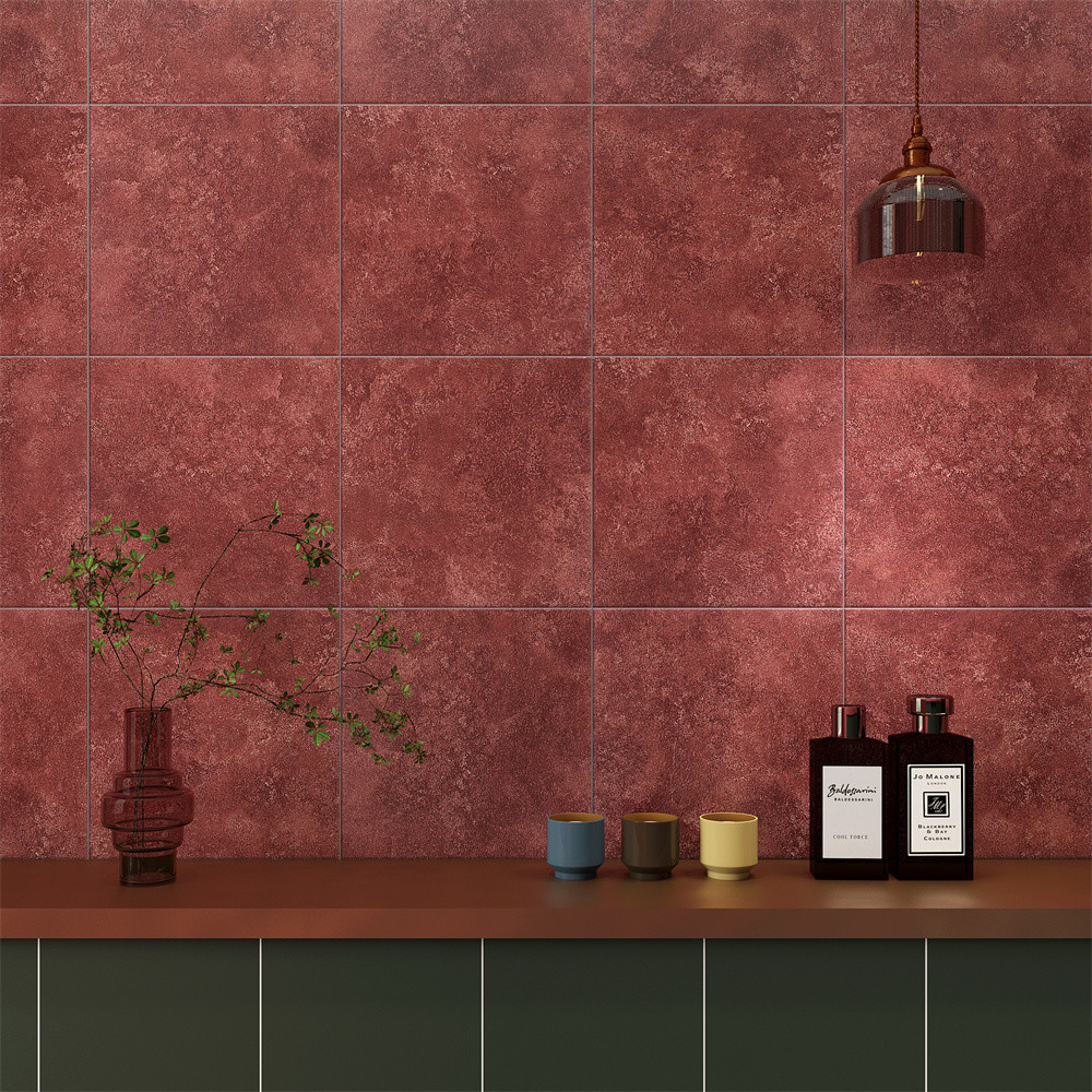 Wear-Resistant Red 20x20cm Inside Floor Ceramic Rustic Tiles For Dining Room And House 4 Styles