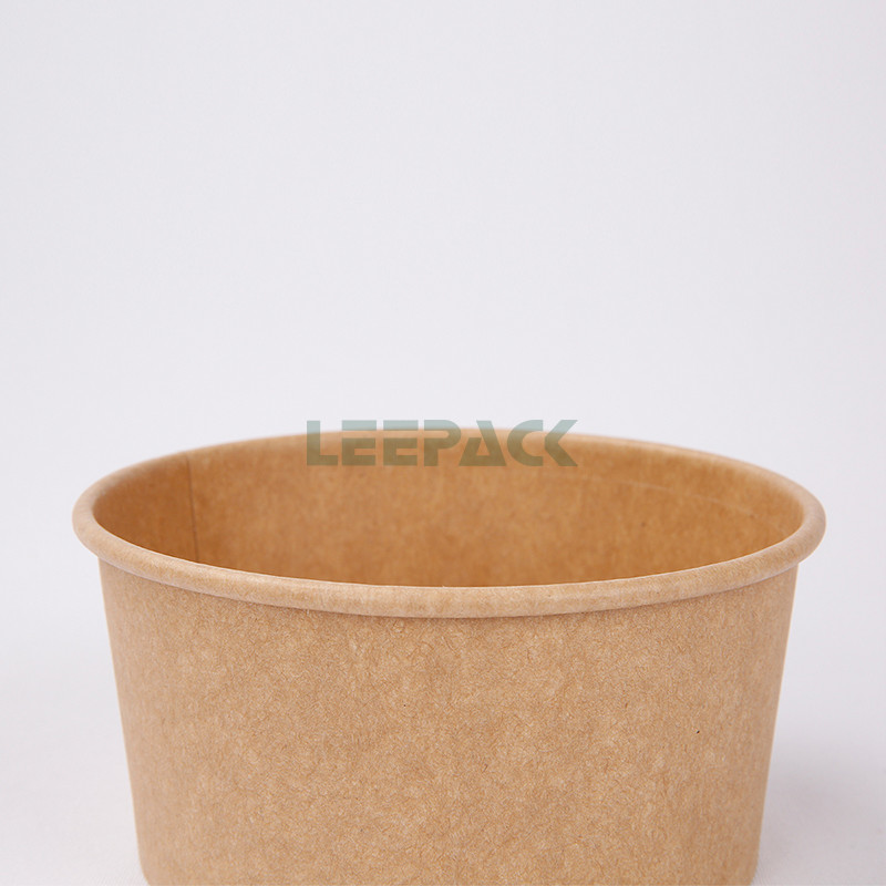 Custom LOGO Printing kraft paper bowl 500ml 1000ml 1300ml take-away food container for salad noodles snacks with lids