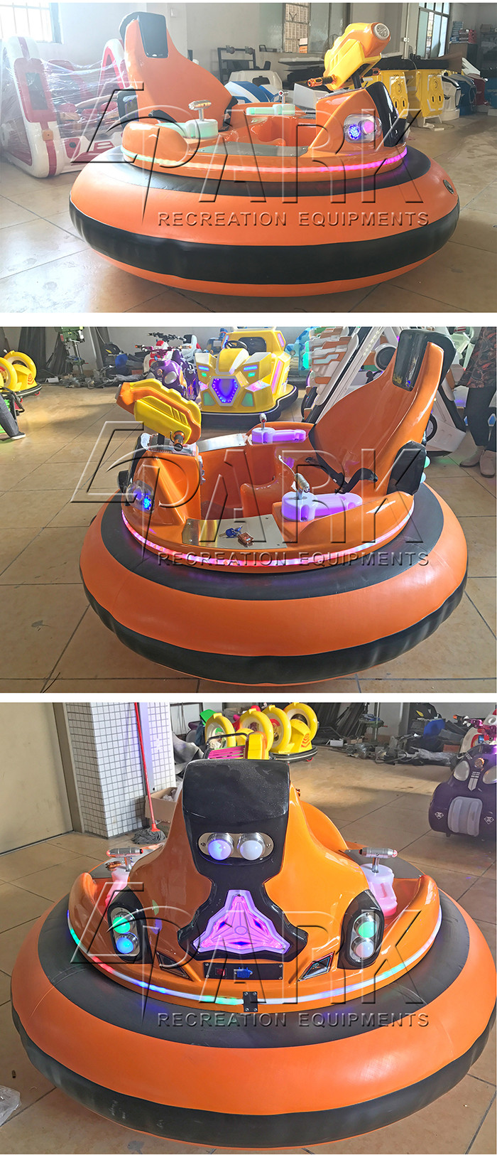 Air Spring UFO Music Shooting Kids Bumper Car Working Time 8 - 10 Hours