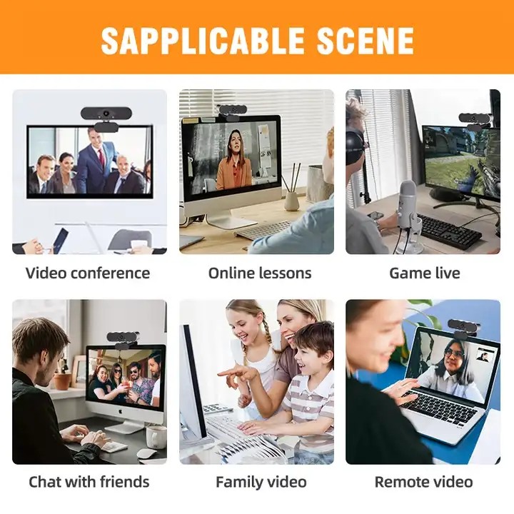 90 Degree Live Streaming Webcam With Microphone 1080P 720P Durable