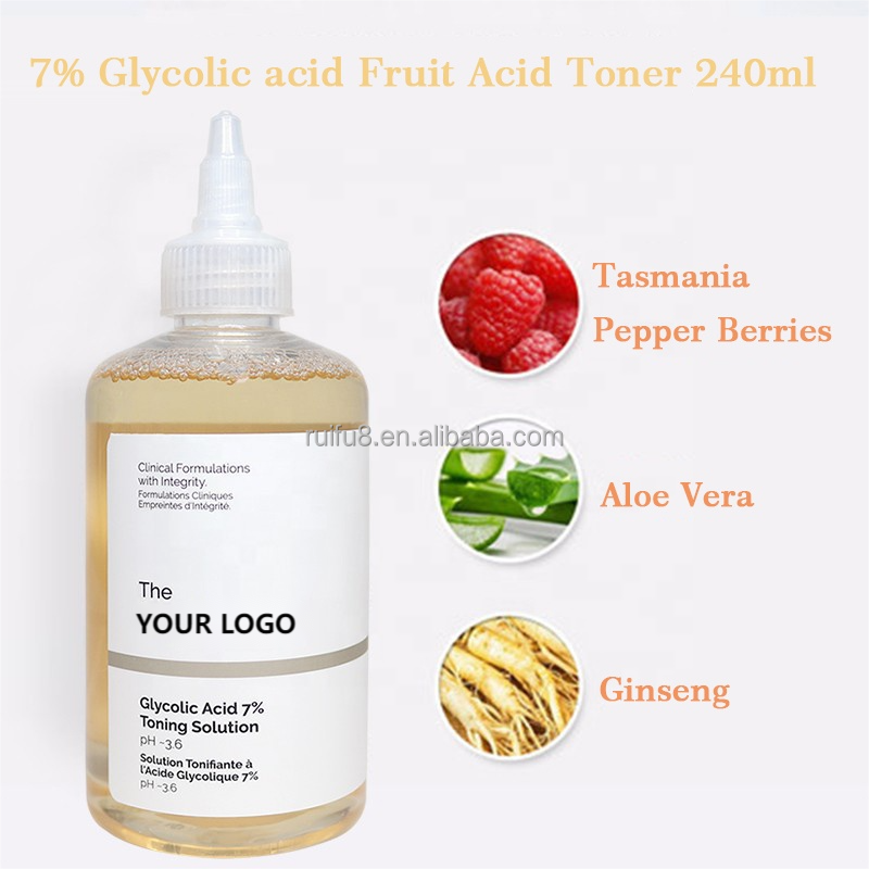 Face Skin Care 7% Glycolic Acid Fruit Acid Serum Moisturizing Hydrate Remove Blackheads Toner