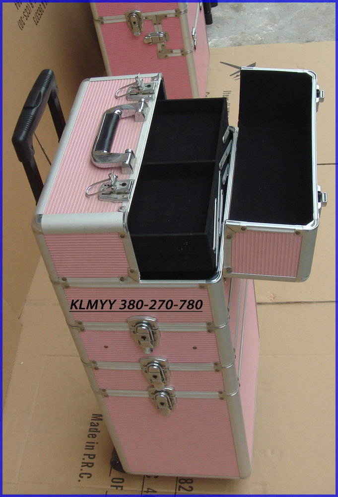 aluminum trolley vanity case with foldable drawers KLMYY380-270-780