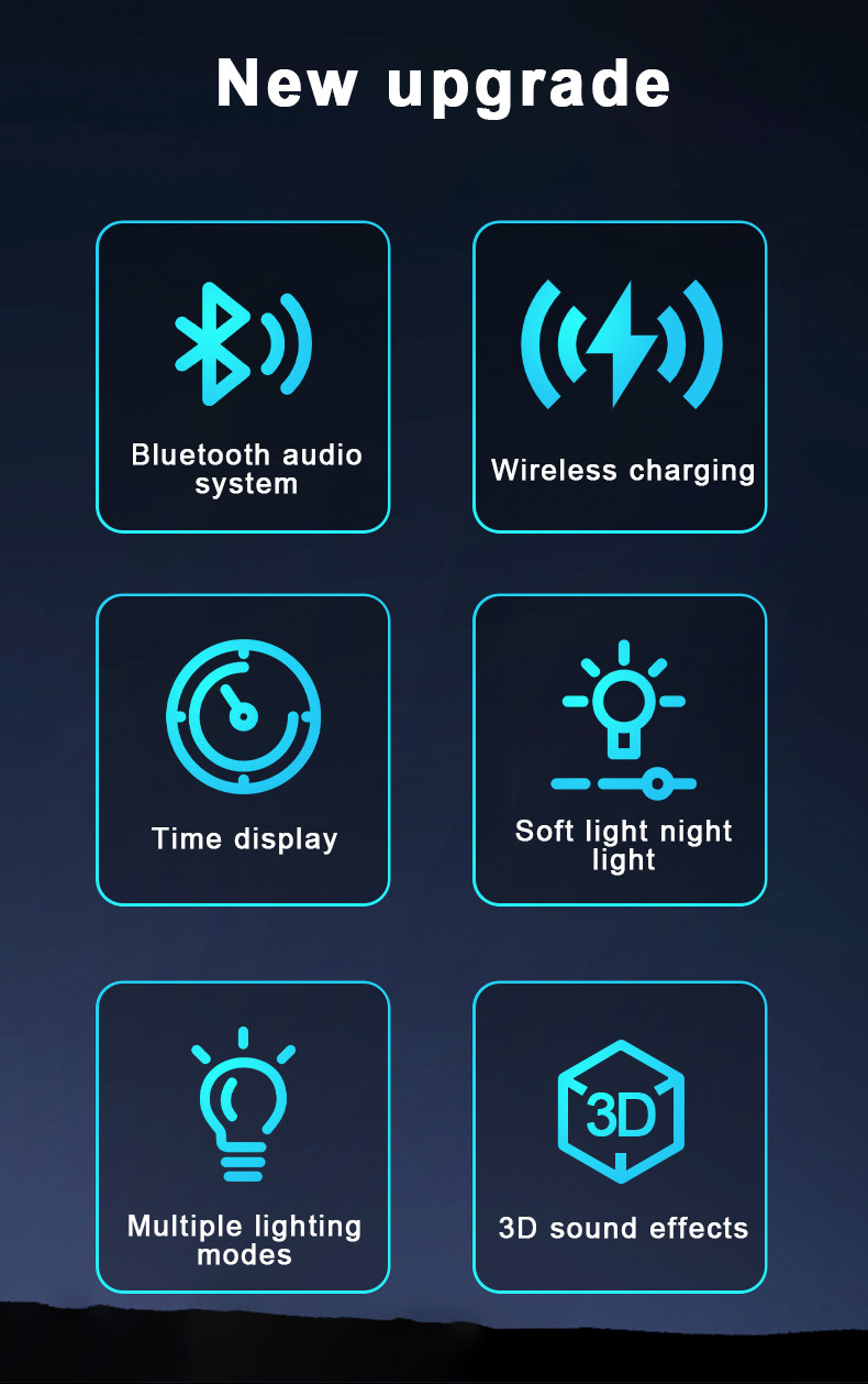 Colorful Lights Wireless Charger for iPhone iWatch and AirPods with Bluetooth Speaker