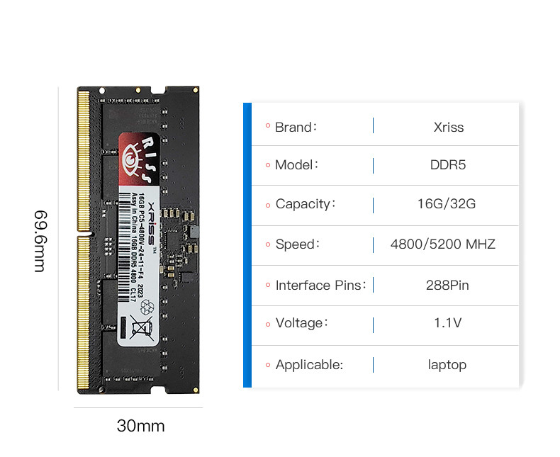 DDR5 Laptop RAM 8GB 16GB 32GB 48GB PC5 1.1V SODIMM 4800 5200 5600MHZ Memoria Ram