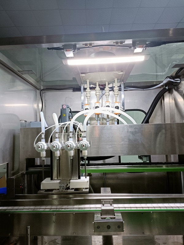 Video Outgoing-Inspection 4 Heads Liquid Filling Machine for Sulfuric Acid Solution
