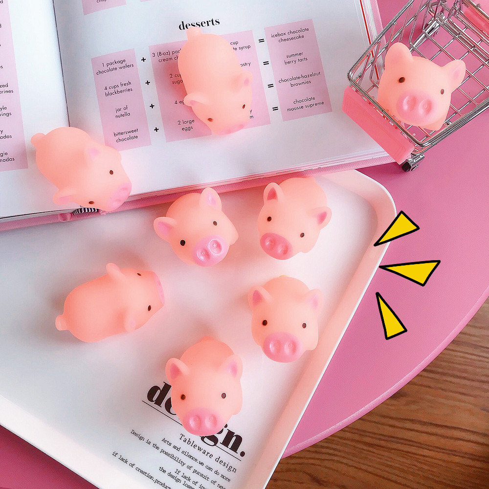 14 Years up Age Range BPA Free Vinyl PVC Toy Kid's Squeaky Mini Cute Piggy Fun Ornament Essential Accessory for All Ages