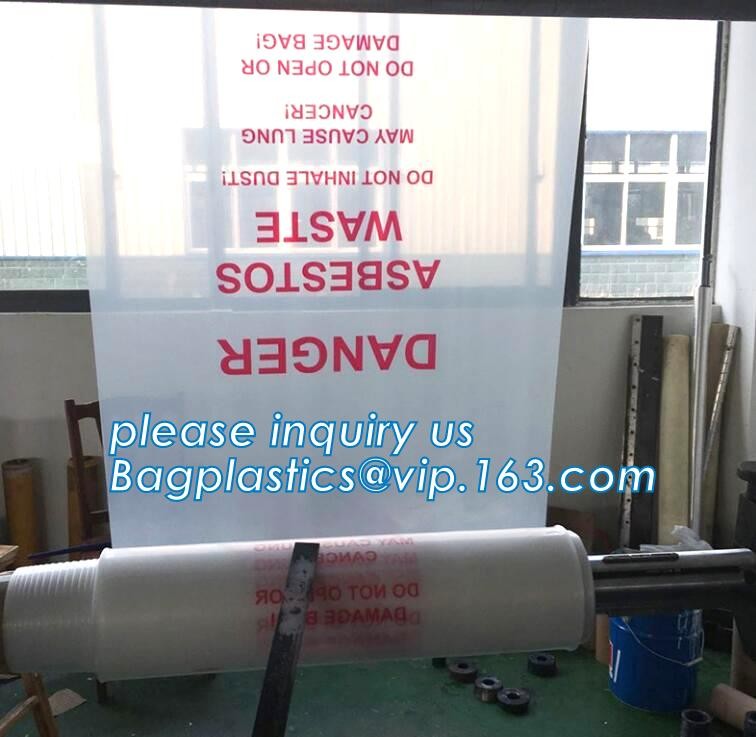 PE packing bag for Asbestos fibers, large size thicker LDPE asbestos remove bags, Large Asbestos Waste Removal Bags, pac