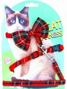 Buy cheap Nylon Webbing Adjustable Cat Harness Kitty Rabbit Plaid With Removable Bowtie product