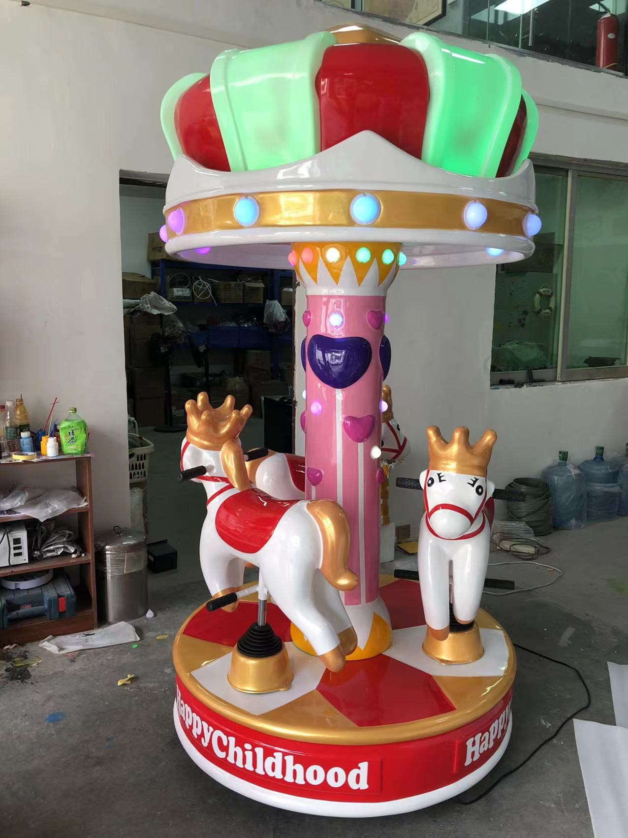 Attractive 3 Seats Mini Fairground Rides Small Carousel Merry Go Round For Shopping Mall