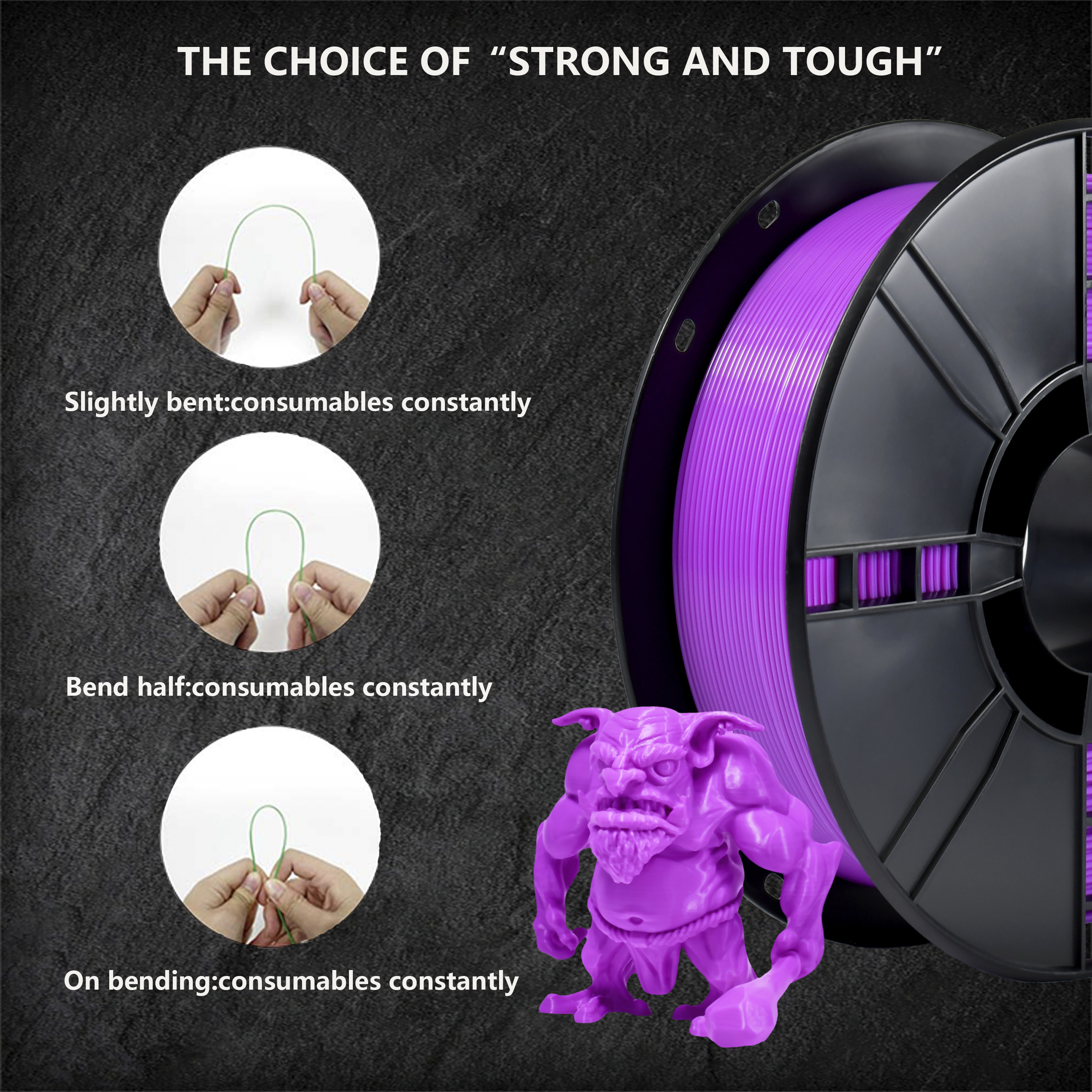 Purple Toughness Enhanced Professional PETG Filament 1.75mm Filament 3D PETG