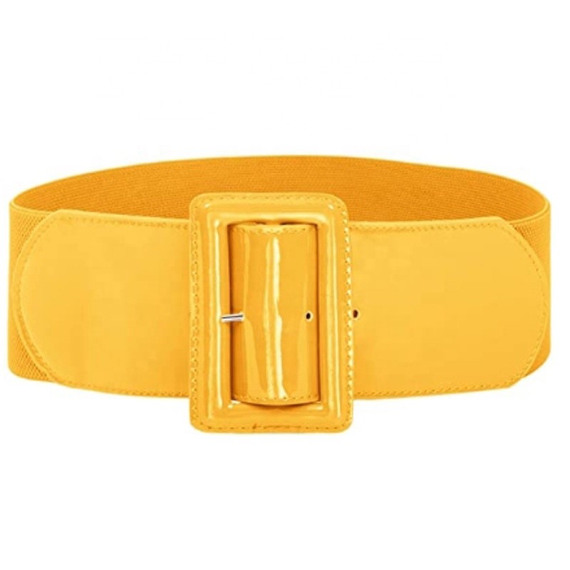 Pin Women Buckle Fabric Elastic Belt Vintage Leather Buckle Belt Cinch