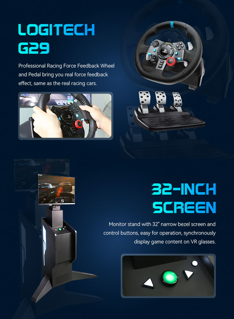 220V 9D VR Racing Simulator Aluminum Alloy Steering Wheel Driving Arcade Game Machine