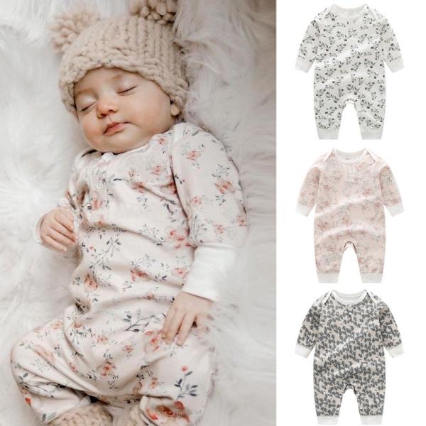 Stock Organic Cotton Baby Long Sleeve Romper Wholesale Newborn Baby Clothes