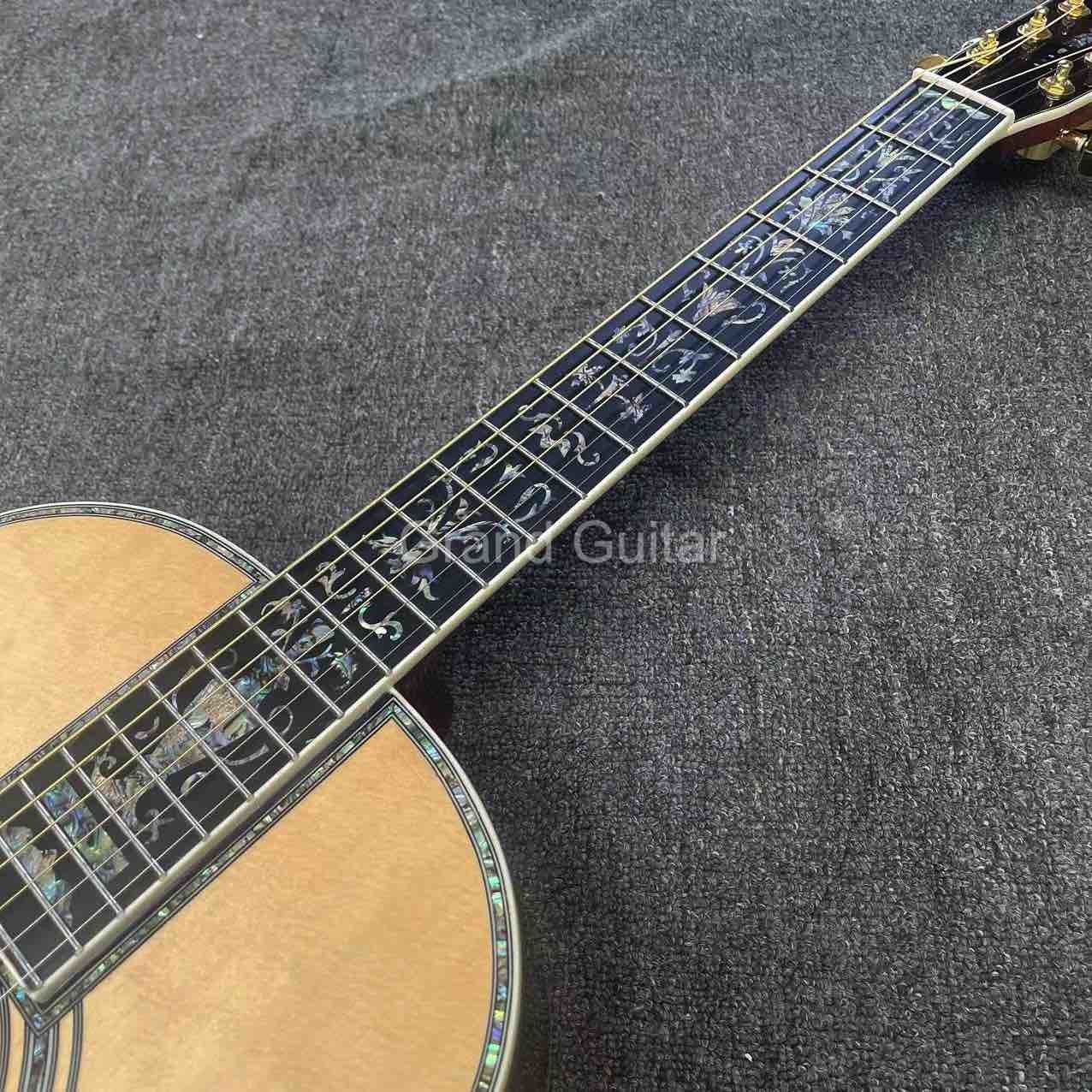 AAAA handmade OOO shape all Solid ebony wood acoustic electric guitar