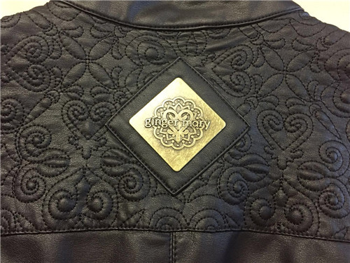Zip Through Chocolate Ladies PU Jacket With Embroidery And Metal Ingot TW84949